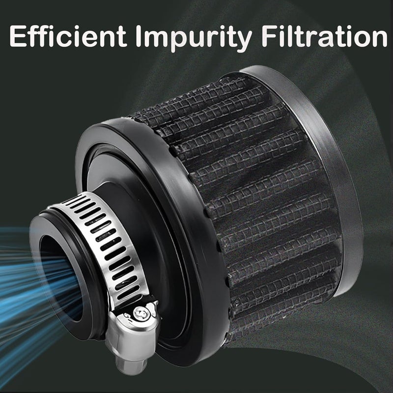 3DSKY 18mm Cold Air Intake Filter, Automotive Cold Air Breather Filter with Adjustable Clamp, Car Valve CoverTurbo Vent Cleaner Accessory, Fits for Car Motorcycle (Black) - Image 2